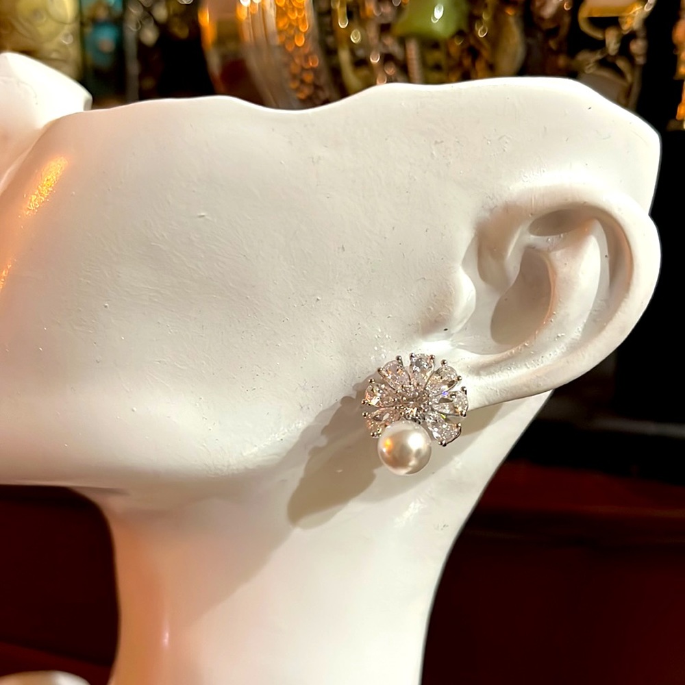 CZ & Faux Pearl Earrings